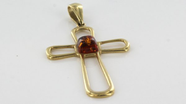 Italian Handmade Modern German Baltic Amber Cross Pendant in 9ctGold- GP0150 RRP£175!!!