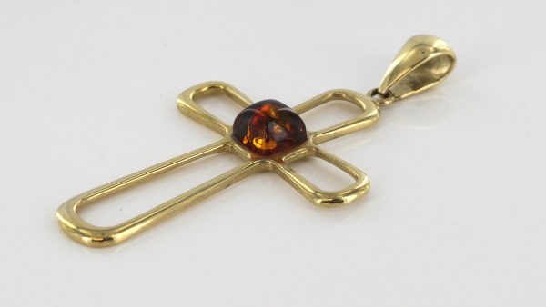 Italian Handmade Modern German Baltic Amber Cross Pendant in 9ctGold- GP0150 RRP£175!!!