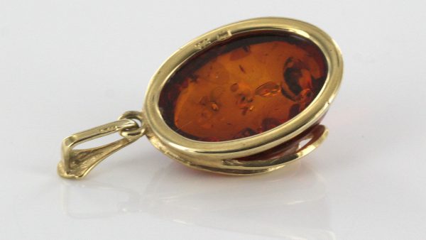 Italian Handmade Modern Elegant German Baltic Amber Pendant in 9ct Gold -GP0152 RRP£295!!!