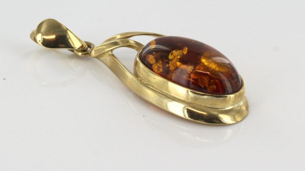 Italian Handmade Elegant Stylish German Baltic Amber Pendant in 9ct solid Gold- GP0156 RRP£225!!!