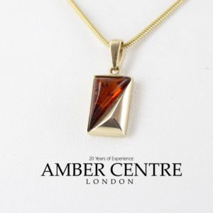 Italian Handmade Elegant Modern German Baltic Amber Pendant in 9ct solid Gold -GP0161 RRP£195!!!
