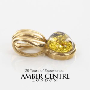 Italian Handmade Unique German Green Baltic Amber Pendant in 9ct solid Gold -GP0164G RRP£125!!!