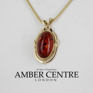 Italian Handmade Unique Elegant German Baltic Amber Pendant in 9ct Gold -GP0165 RRP£375!!!