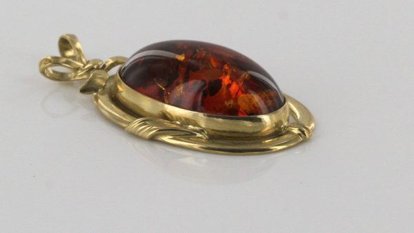 Italian Handmade Unique Elegant German Baltic Amber Pendant in 9ct Gold -GP0165 RRP£375!!!