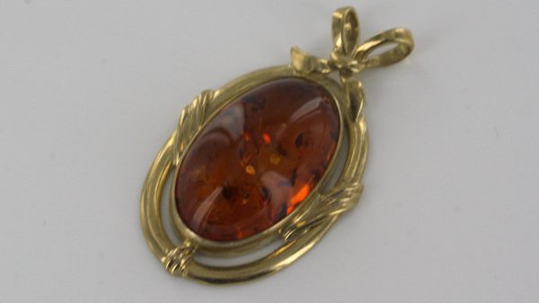 Italian Handmade Unique Elegant German Baltic Amber Pendant in 9ct Gold -GP0165 RRP£375!!!