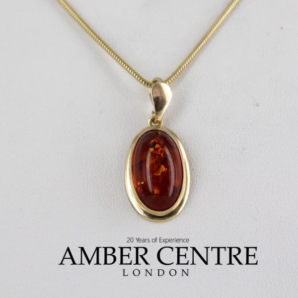 Italian Handmade Classic Elegant German Baltic Amber Pendant in 9ct solid Gold -GP0173 RRP£195!!!