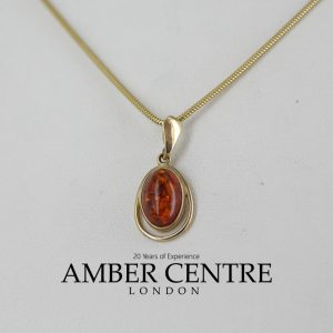 Italian MADE Elegant Classic German Baltic Amber Pendant in 9ct solid Gold -GP0178 RRP155!!!