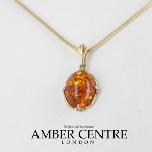 Italian Handmade Classic Elegant German Baltic Amber Pendant in 9ct solid Gold - GP0183 RRP£195!!