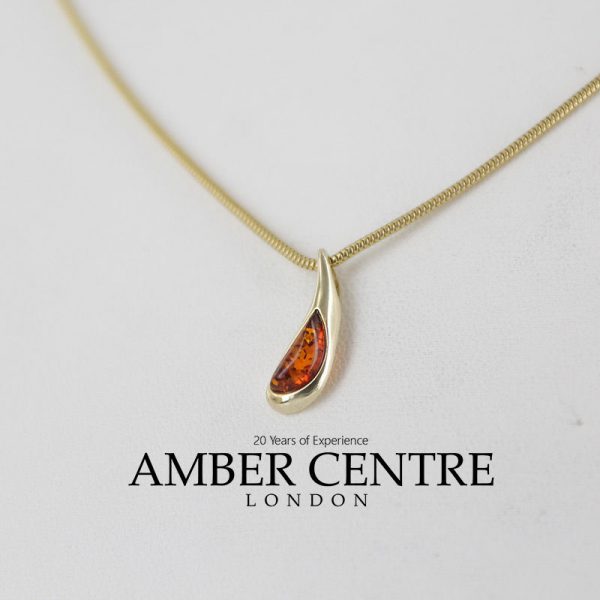 Italian Handmade Modern Elegant German Baltic Amber Pendant in 9ct solid Gold -GP0185 RRP£95!!!