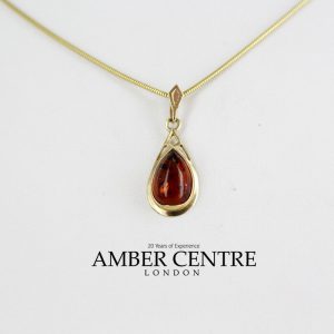 Italian Handmade Unique Elegant German Baltic Amber Pendant In 9ct Gold GP0190 RRP£195!!!