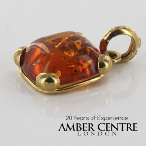 Italian Made Cognac Colour Baltic Amber Pendant in 9ct Gold -RRP 165 GP0210