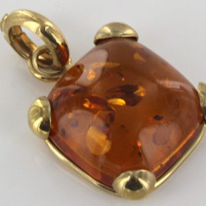 Italian Made Cognac Colour Baltic Amber Pendant in 9ct Gold -RRP 165 GP0210