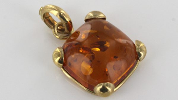 Italian Made Cognac Colour Baltic Amber Pendant in 9ct Gold -RRP 165 GP0210
