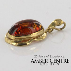 Italian Made Cognac Colour Baltic Amber Pendant in 9ct Gold -RRP 130!! GP0212