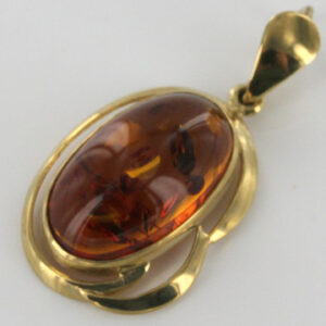 Italian Made Cognac Colour Baltic Amber Pendant in 9ct Gold -RRP 130!! GP0212