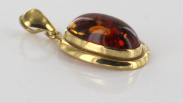Italian Made Cognac Colour Baltic Amber Pendant in 9ct Gold -RRP 130!! GP0212