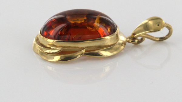 Italian Made Cognac Colour Baltic Amber Pendant in 9ct Gold -RRP 130!! GP0212