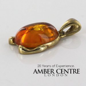 Italian Handmade Modern Elegant German Baltic Amber Pendant in 9ct Gold -GP0176 RRP£325!!!