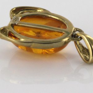 Italian Handmade Modern Elegant German Baltic Amber Pendant in 9ct Gold -GP0176 RRP£325!!!