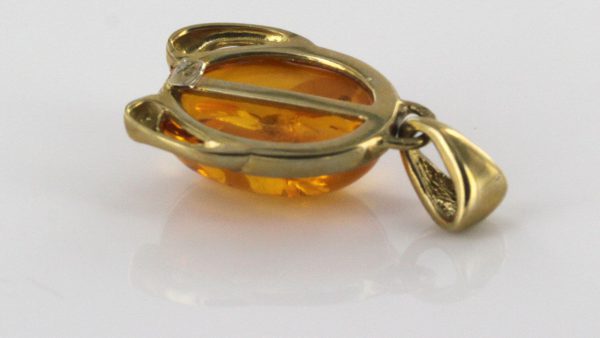 Italian Handmade Modern Elegant German Baltic Amber Pendant in 9ct Gold -GP0176 RRP£325!!!