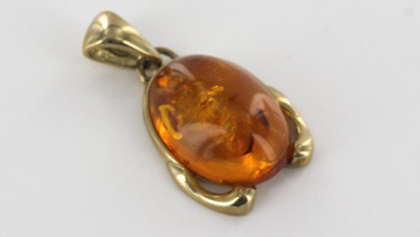 Italian Handmade Modern Elegant German Baltic Amber Pendant in 9ct Gold -GP0176 RRP£325!!!