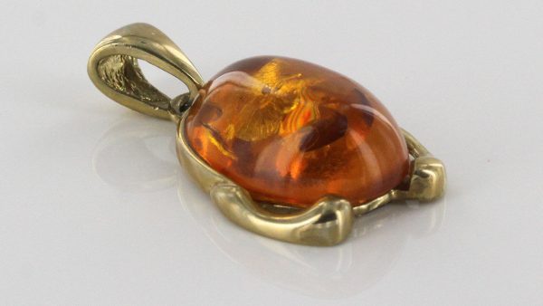 Italian Handmade Modern Elegant German Baltic Amber Pendant in 9ct Gold -GP0176 RRP£325!!!