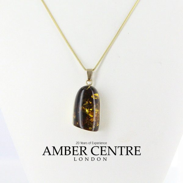 Italian Made German Green Baltic Amber Pendant in 9ct Gold - GP0267G RRP£475!!!