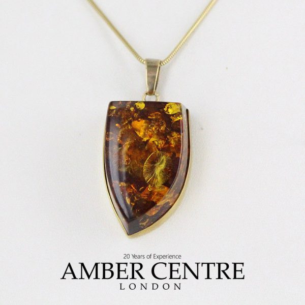 Italian Made Unique German Green Baltic Amber Pendant in 9ct Gold -GP0270G RRP£725!!!