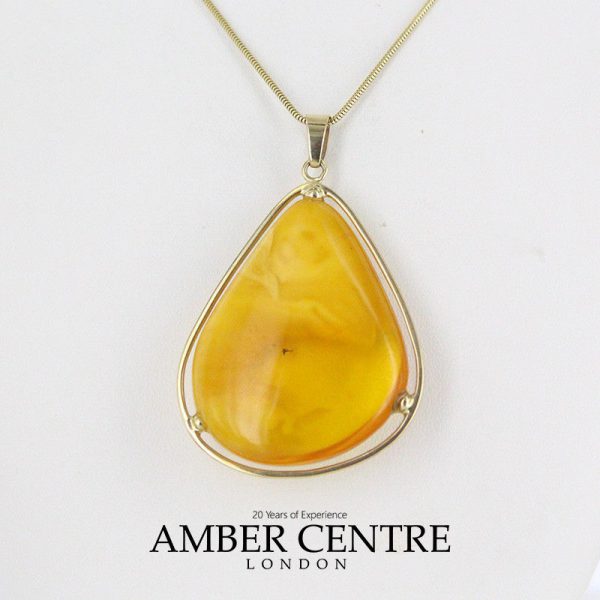 German Butterscotch Baltic Amber Pendant in 9ct Italian Gold-GP0275Y RRP£1495!!!