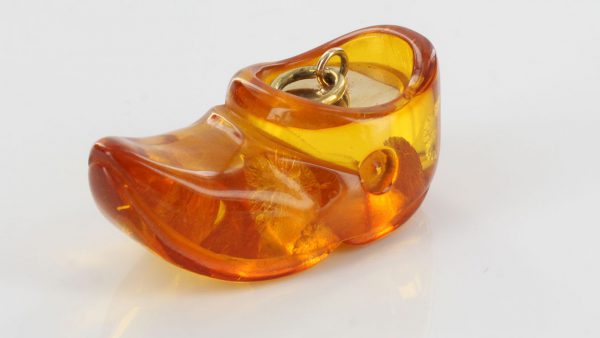 Italian Hand Made German Unique Amber Shoe Pendant with 14ct Gold - GP0280 RRP£400!!!