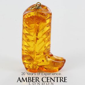 Italian Made Magic Boot German Baltic Amber Pendant with 14ct Italian Gold Loop- GP0281 RRP£400!!!