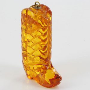 Italian Made Magic Boot German Baltic Amber Pendant with 14ct Italian Gold Loop- GP0281 RRP£400!!!