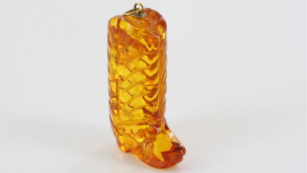 Italian Made Magic Boot German Baltic Amber Pendant with 14ct Italian Gold Loop- GP0281 RRP£400!!!