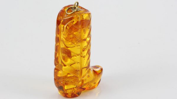 Italian Made Magic Boot German Baltic Amber Pendant with 14ct Italian Gold Loop- GP0281 RRP£400!!!