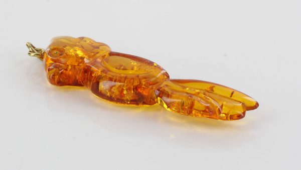 Parrot Hand Carved German Baltic Amber Pendant with 14ct Italian Gold- GP0285 RRP£200!!!