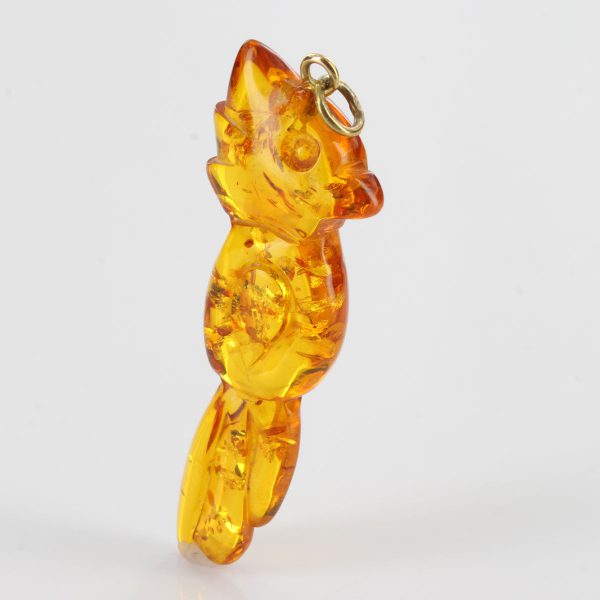 Parrot Hand Carved German Baltic Amber Pendant with 14ct Italian Gold- GP0285 RRP£200!!!