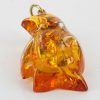 Penguin Shaped Baltic Amber Pendant With 14ct Italian Gold Loop Gp0286