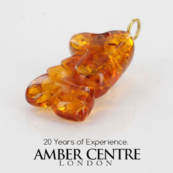 Baltic Amber Dog Shaped Pendant With 14ct Italian Gold Loop Gp0288
