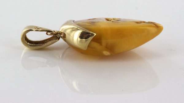 Butterscotch Antique German Unique Baltic Amber Pendant in 14ct solid Gold- GP0346Y RRP£995!!!