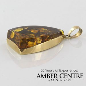 Italian Handmade German Unique Green Baltic Amber Pendant in 14ct solid Gold - GP0350 RRP£595!!!