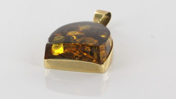 Italian Handmade German Unique Green Baltic Amber Pendant in 14ct solid Gold - GP0350 RRP£595!!!