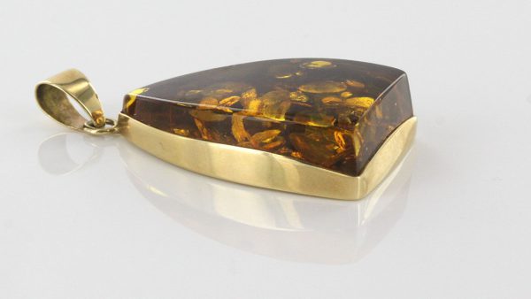Italian Handmade German Unique Green Baltic Amber Pendant in 14ct solid Gold - GP0350 RRP£595!!!