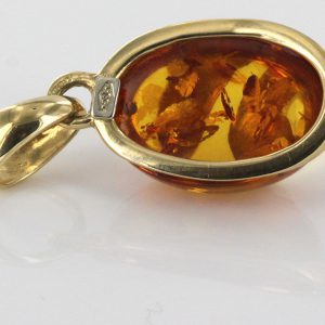 Italian Hand Made German Baltic Amber Elegant Pendant in 14ct solid Gold -GP0374 RRP£495!!!