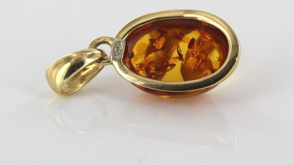 Italian Hand Made German Baltic Amber Elegant Pendant in 14ct solid Gold -GP0374 RRP£495!!!