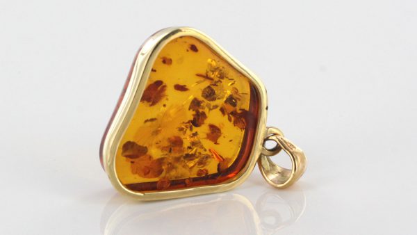 Italian Hand Made German Baltic Amber Unique Pendant in 14ct Gold -GP0424 RRP£900!!!