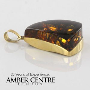 Italian Handmade Green Honey German Baltic Amber Pendant in 14ct solid Gold - GP0440 RRP£695!!!