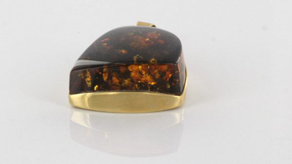 Italian Handmade Green Honey German Baltic Amber Pendant in 14ct solid Gold - GP0440 RRP£695!!!