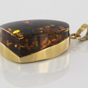 Italian Handmade Green Honey German Baltic Amber Pendant in 14ct solid Gold - GP0440 RRP£695!!!