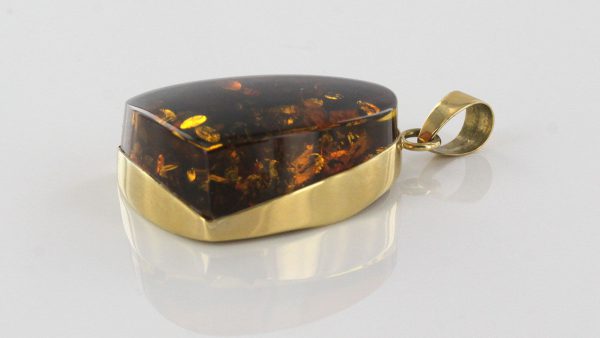 Italian Handmade Green Honey German Baltic Amber Pendant in 14ct solid Gold - GP0440 RRP£695!!!