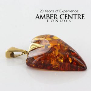 German Handmade Amber Elegant Heart Shaped Pendant in 14ct Italian Gold GP0444 RRP£1000!!!